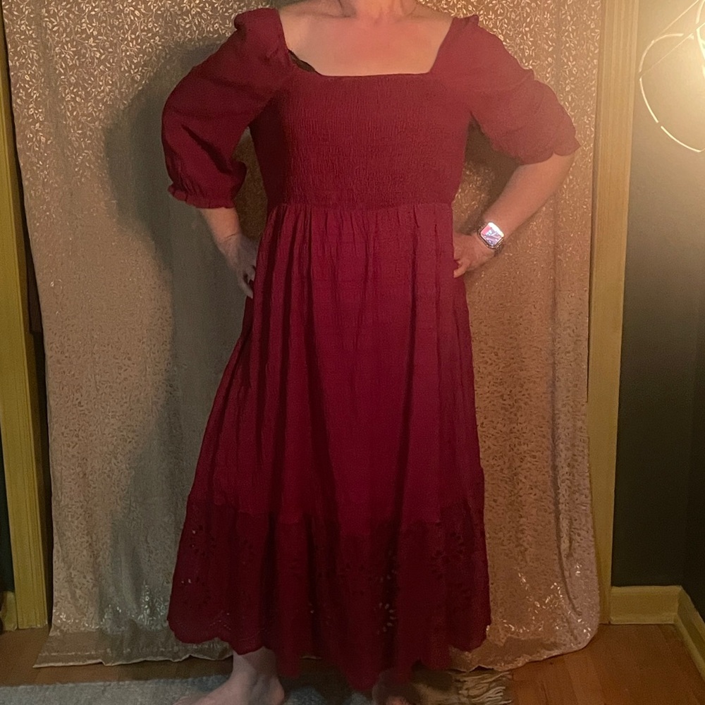 Women Burgundy Maxi Dress - Picture 2 of 5